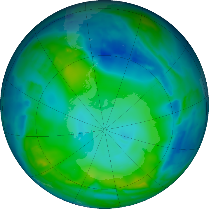 Antarctic ozone map for 18 May 2011